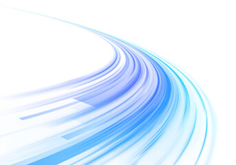 Blue curved lines glow softly, symbolizing flow, freedom, and innovation. Great for presentations and magazine covers about technology and design.