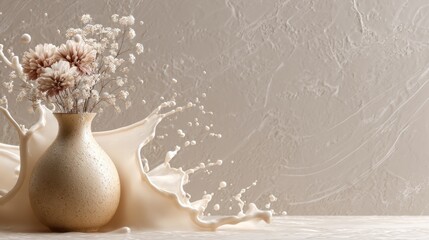 Flowers in vase with white splash