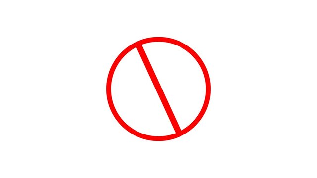 sketch of prohibited icon, animation on white background.