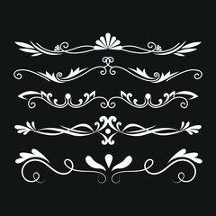Set of decorative divider elements. Divider ornament, borders, doodle, separators, page dividers, header