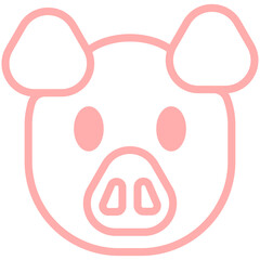 pink outline pig head icon