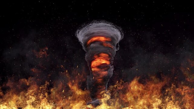 Realistic Fire Tornado with Flames and Smoke