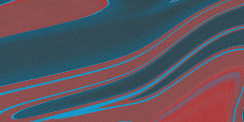 Abstract Swirling Patterns of Textured Red and Teal Bands Create a Dynamic Visual Flow