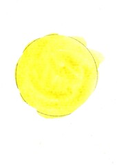 A watercolour circle with a pencil outline isolated on a white background.