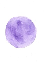 A watercolour circle with a pencil outline isolated on a white background.