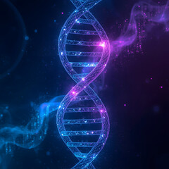 Glowing blue DNA helix illustration with bright space science concept