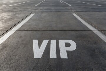 VIP parking sign painted on rainy pavement, close-up outdoor view