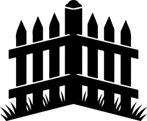 Picket Fence Corner with Grass vector illustration