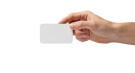 Hand Holding Blank White Card.