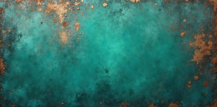 Teal green concrete with oxidized copper patina, abstract grunge texture , distressed, rough