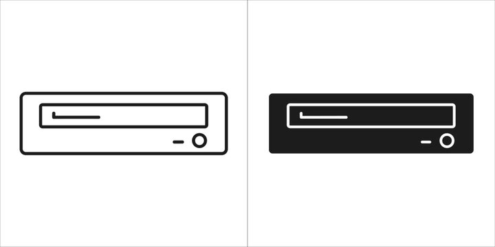 Two icons of a cddvd drive, one outline and one solid black, on a