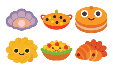 Cute cartoon food and dessert collection
