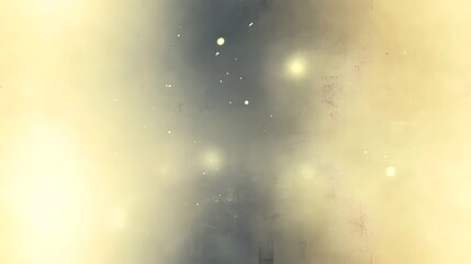 Abstract background features glowing particles amidst soft, textured color gradients