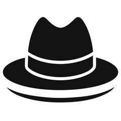 Black fedora vector illustration, classic black hat isolated on white, a men's fashion accessory style