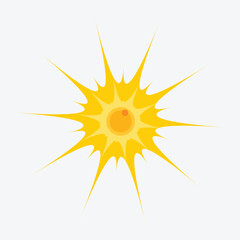 An abstract yellow starburst design radiates brightness on a simple, flat white canvas