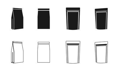 Fototapeta premium kraft paper pouch icon set vector illustration isolated on white background.