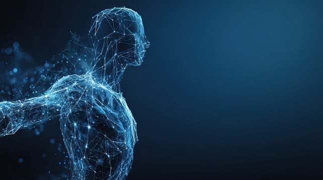 Futuristic Digital Human Wireframe Illustration