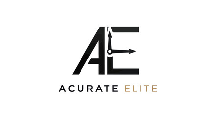 Acurate Elite Logo with Stylized AE Letters and Clock Hands.