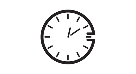Minimalist Clock Icon with Missing Segment Representing Time Passing.