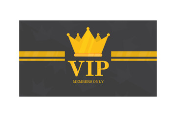 VIP premium card black color with golden crown and other elements. Luxury design. Members only. Premium quality, exclusive. Mockup template isolated on white background