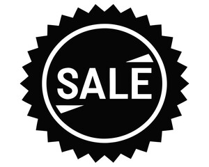 Sale sticker round badge silhouette vector illustration, isolated on white background