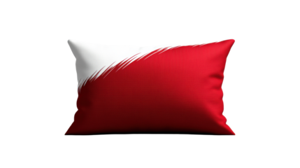 Red and White Decorative Pillow on Transparent Background