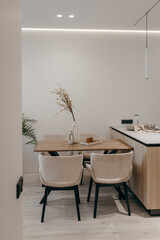 Interior of modern kitchen studio in house