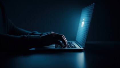 Using A Vpn For Internet Security: Laptop User With Encrypted Connection And Virtual Screen For Anonymous Internet Browsing.