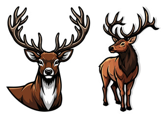 Majestic stag standing elegant deer with large antlers mascot