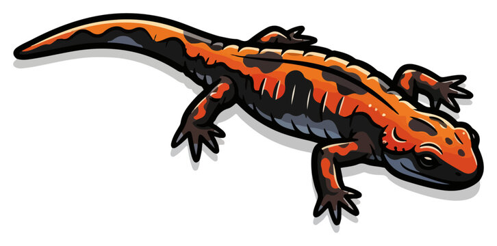 Fire salamander crawling orange black newt icon