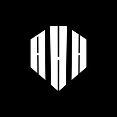 A bold white three-letter a black hexagonal monogram logo design