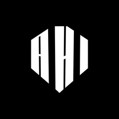 A bold white three-letter a black hexagonal monogram logo design