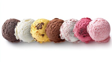 Assorted ice cream scoops flavors delicious sweet treat