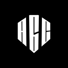 A bold white three-letter a black hexagonal monogram logo design