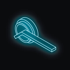 Neon blue self balancing electric unicycle glowing on black background representing personal transport of the future