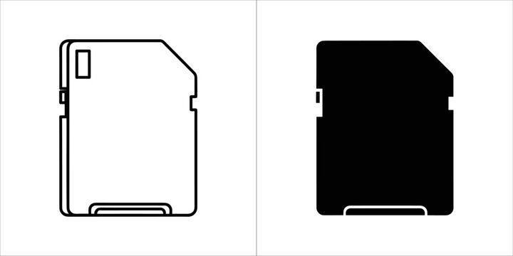 Outline and solid black icon of an sd card