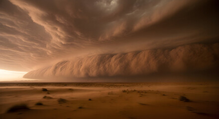 Dust Storm Rolling Over Arid Landscape | Dramatic Weather Phenomenon for Disaster Preparedness, Climate Change Awareness, and Environmental Documentaries