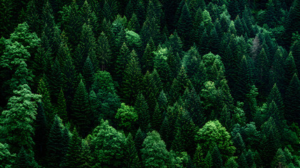 Lush Green Forest Canopy A Dense Evergreen Landscape 2.