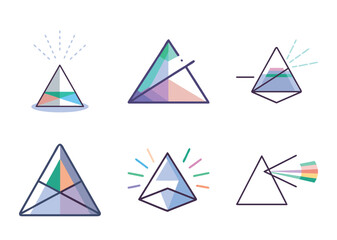 Triangle pyramid vector icon set, business sign symbols, geometric design element illustration