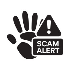 Stop scam alert warning hand symbol icon