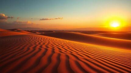 Naklejka premium sunset in the sahara desert