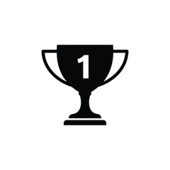 Number one trophy cup minimal vector silhouette black design isolated on white