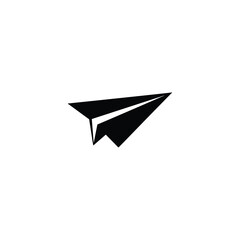 Origami paper plane minimal vector silhouette black design isolated on white