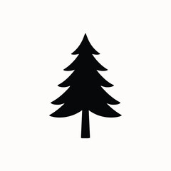 Pine tree minimal vector silhouette black evergreen design isolated