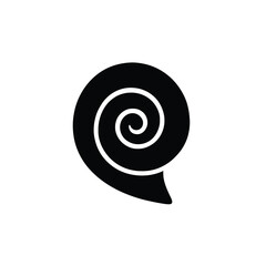 Snail shell spiral minimal vector silhouette black design isolated on white
