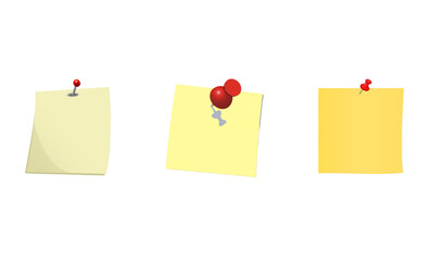 Sticky Notes Paper with Red Pin Icon Set Isolated on Transparent Background Illustration Vector. Notes paper with pin, perfect for mockups, invitations, or creative design backgrounds.