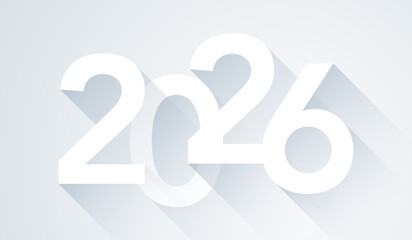New Year 2026 3D logo, white typography number design