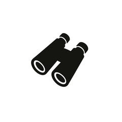 Angled binoculars minimal vector silhouette black observation design isolated on white