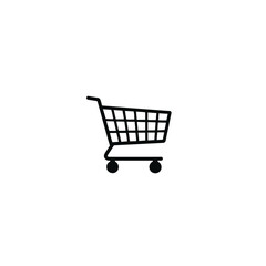 Basic shopping cart minimal vector silhouette black design isolated on white