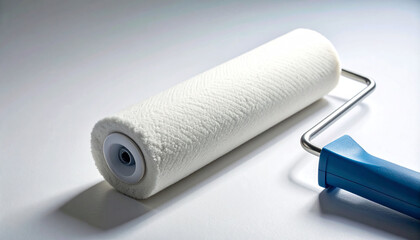 Obraz premium Close-up of a paint roller head with textured microfiber surface